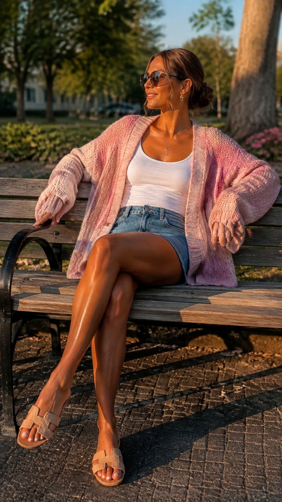 Cozy Cardigan and Denim Mini - 22 Summer Outfit Ideas