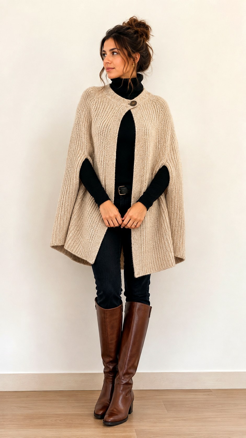 Cozy Chunky Knit Cape Outfit Ideas - 24 cape outfit ideas