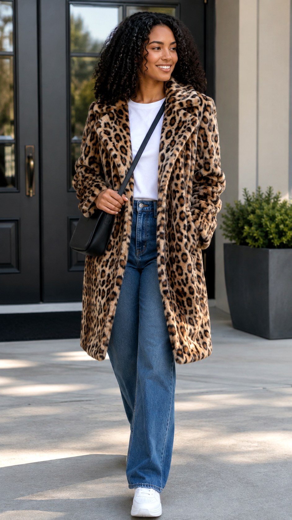 Cozy Faux Fur Leopard Coat - 21 animal inspired outfit ideas