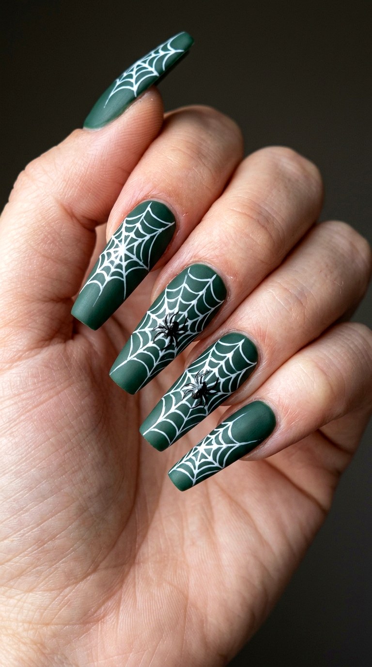 Creepy Spiderweb Gothic Nail Art - 23 gothic coffin nail art designs