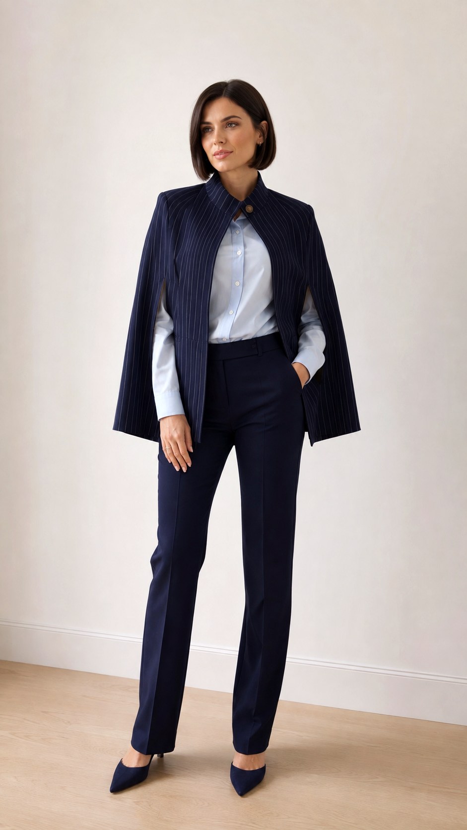 Crisp Tailored Pinstripe Cape Outfit Ideas - 24 cape outfit ideas
