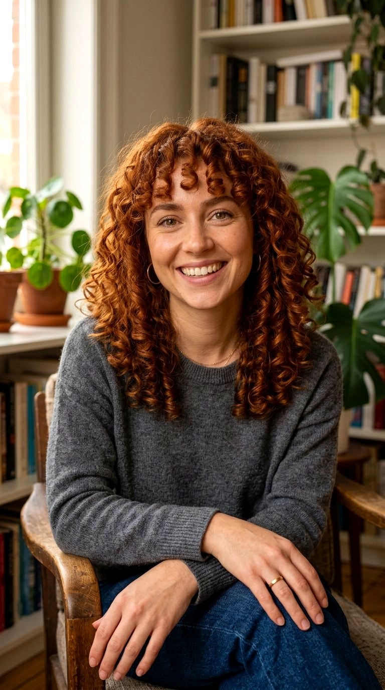 Curly Copper Ringlet Curtain Bangs - 21 curtain bangs copper ideas