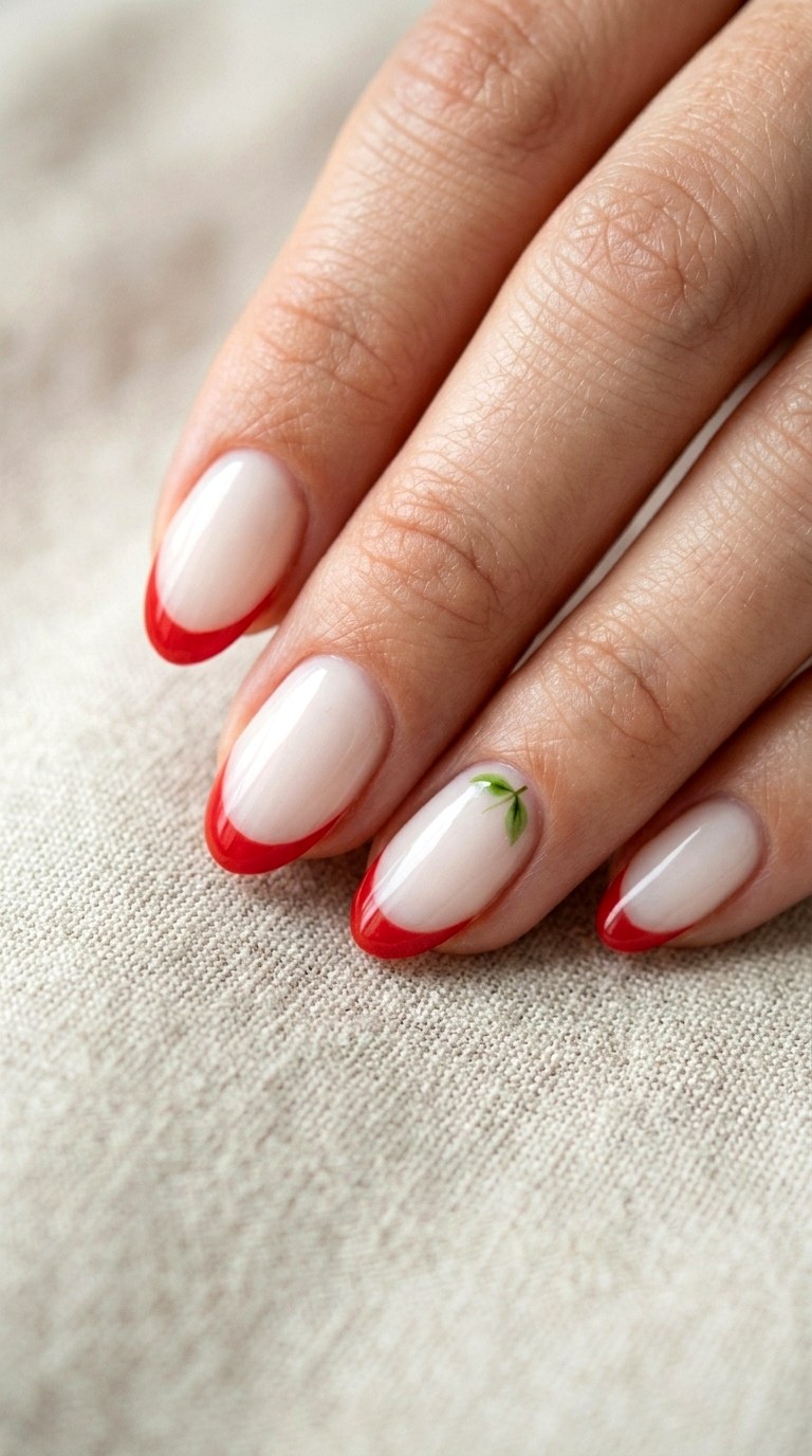 Cute Apple Red French Tips - 20 cute school nail art ideas