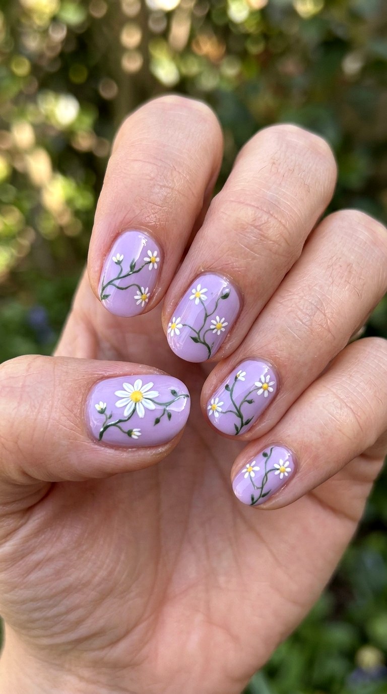 Dainty Daisy Chain Nail Art - 24 teen nail art ideas