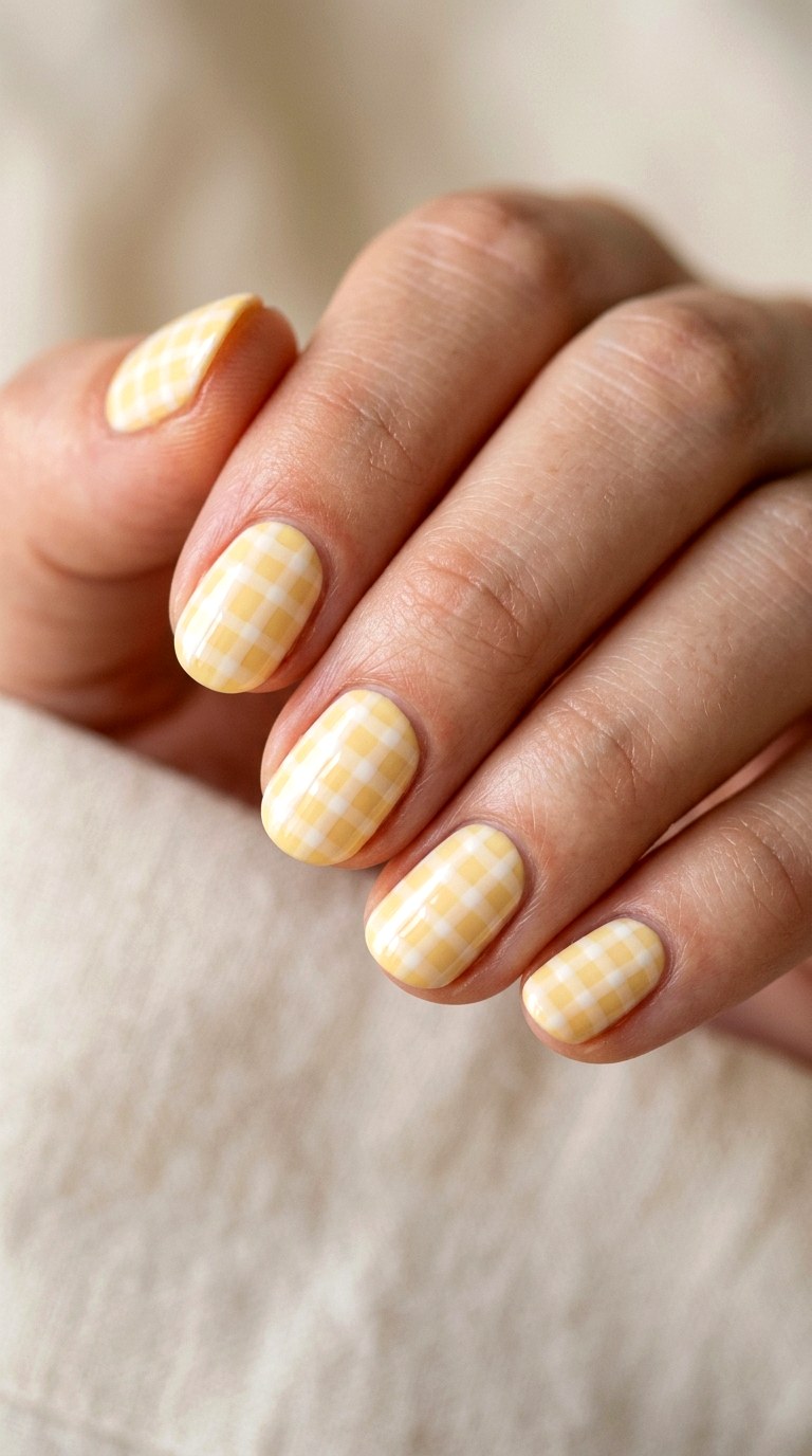 Dainty Gingham Picnic Table Nail Art - 23 back to school nail art ideas