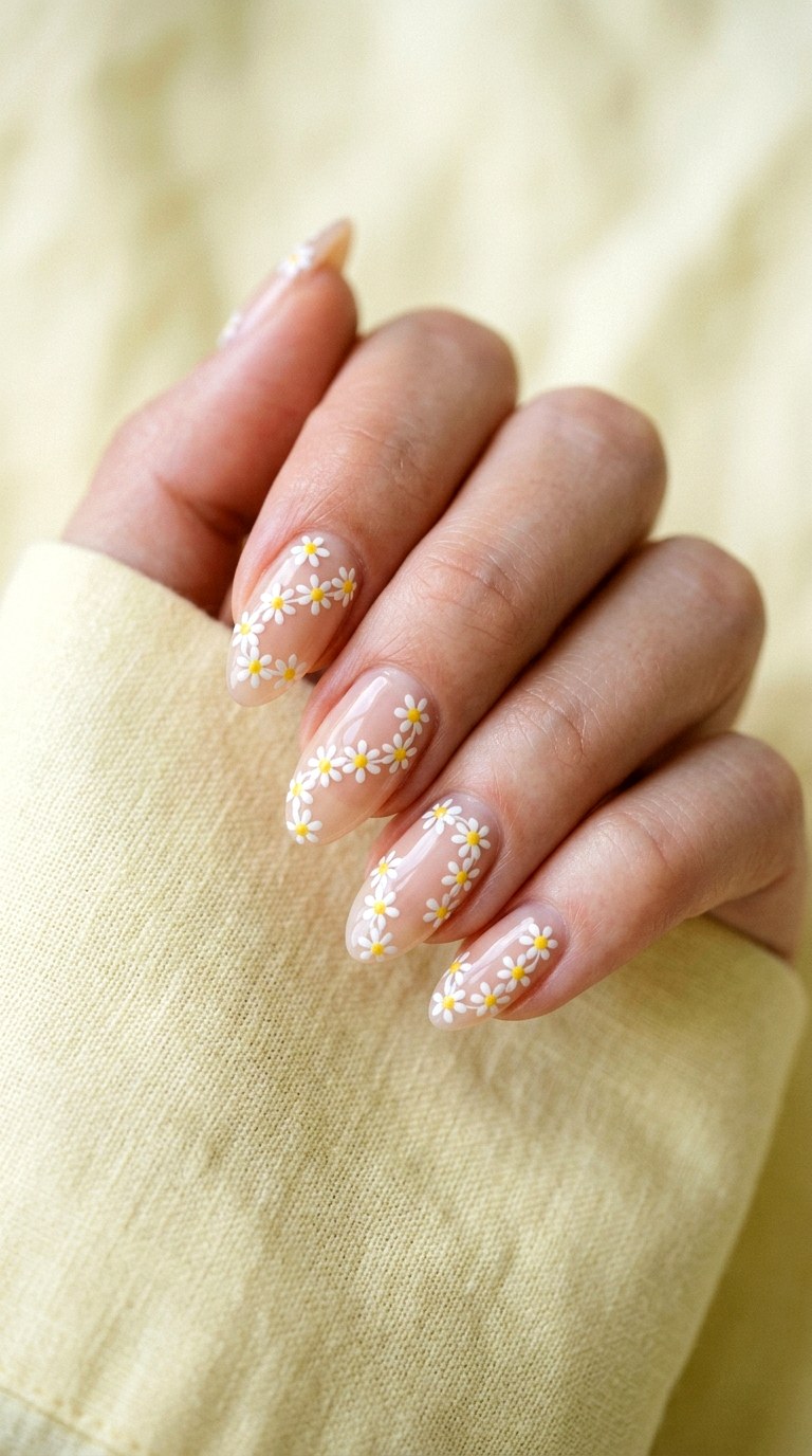 Daisy Chain Floral Cutout Designs - 22 Summer Nail Art Ideas