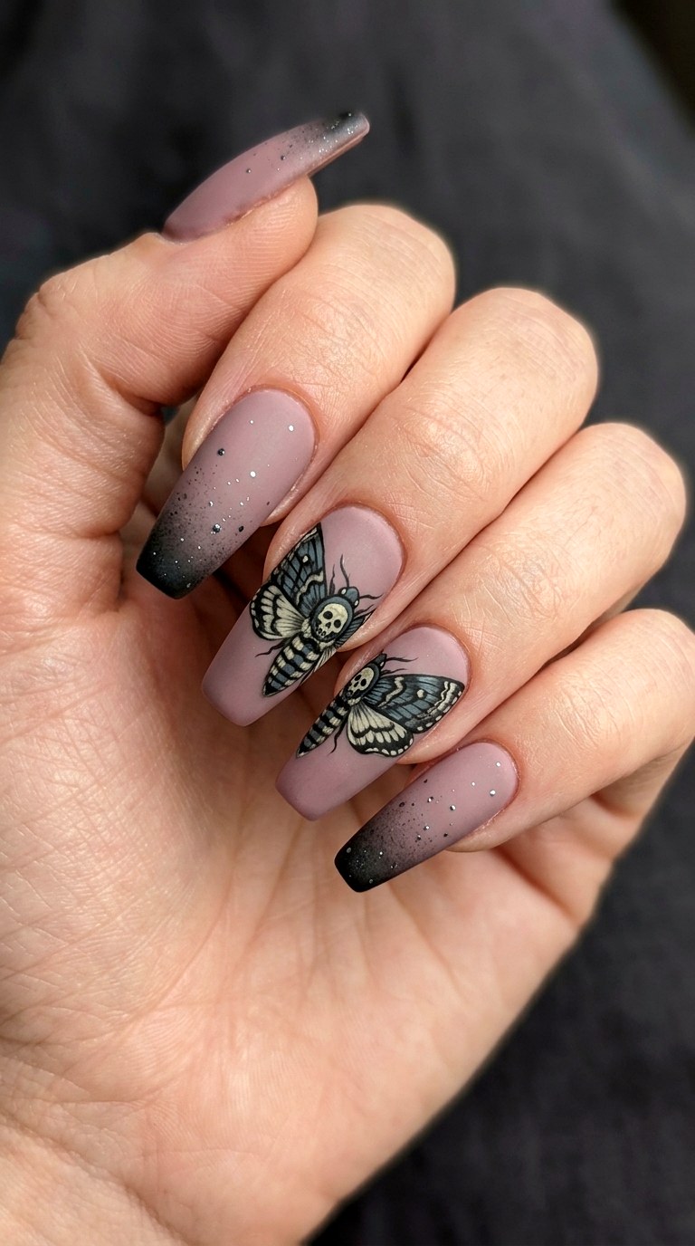 Dark Moth Macabre Gothic Nail Art - 23 gothic coffin nail art designs