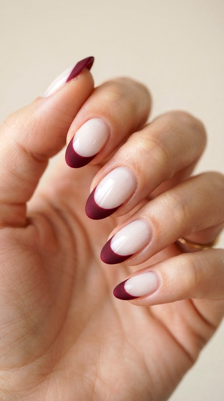 Dark Romance Burgundy French Tips - 21 cute french tip nail art ideas