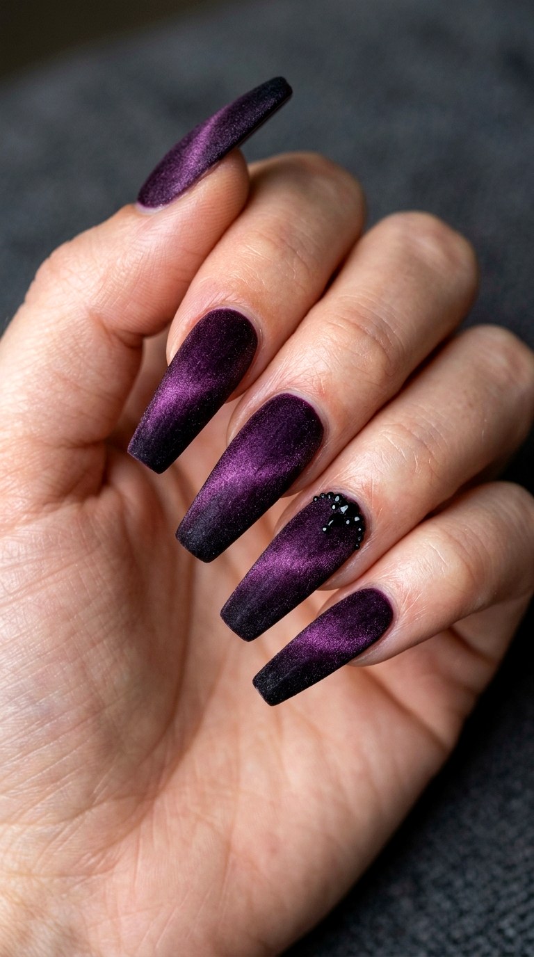 Dark Velvet Ombre Gothic Nail Art - 23 gothic coffin nail art designs