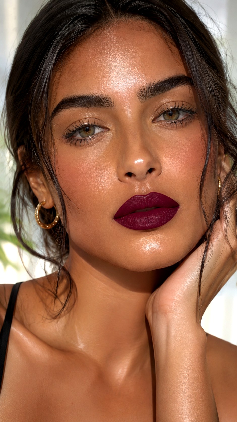 Deep Berry Stained Lip Aesthetic - 24 Olive Skin Makeup Looks