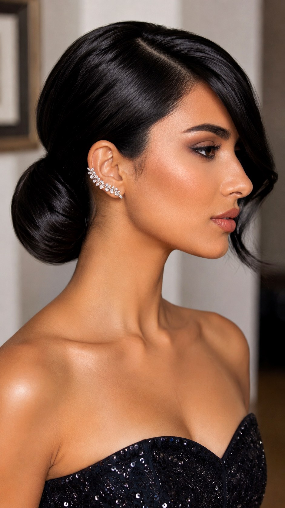 Deep Side Part Low Bun - 24 classy low bun
