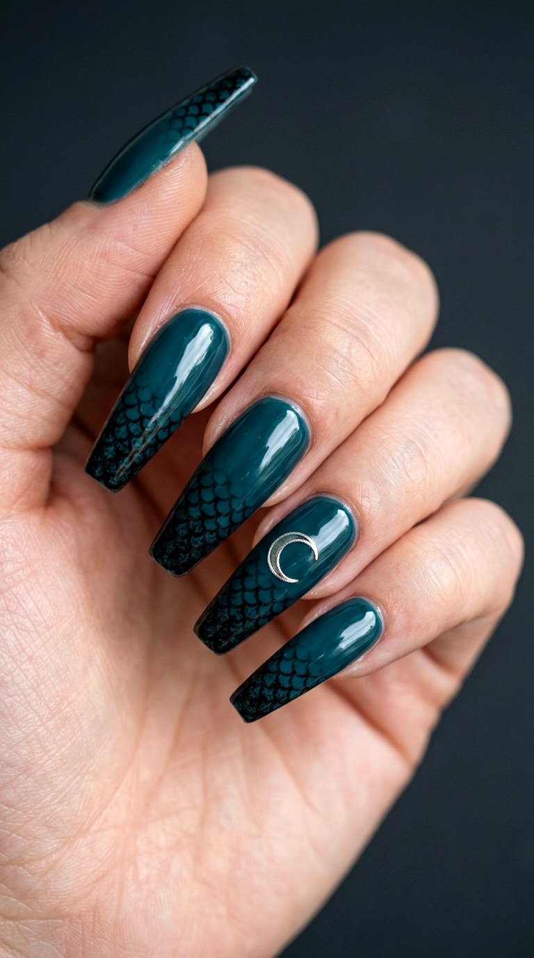Deep Water Siren Gothic Nail Art - 23 gothic coffin nail art designs