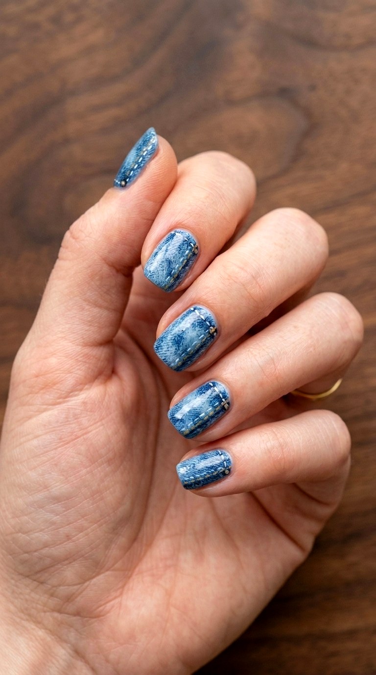 Denim Blue Wash Nails - 23 Trendy Nail Designs