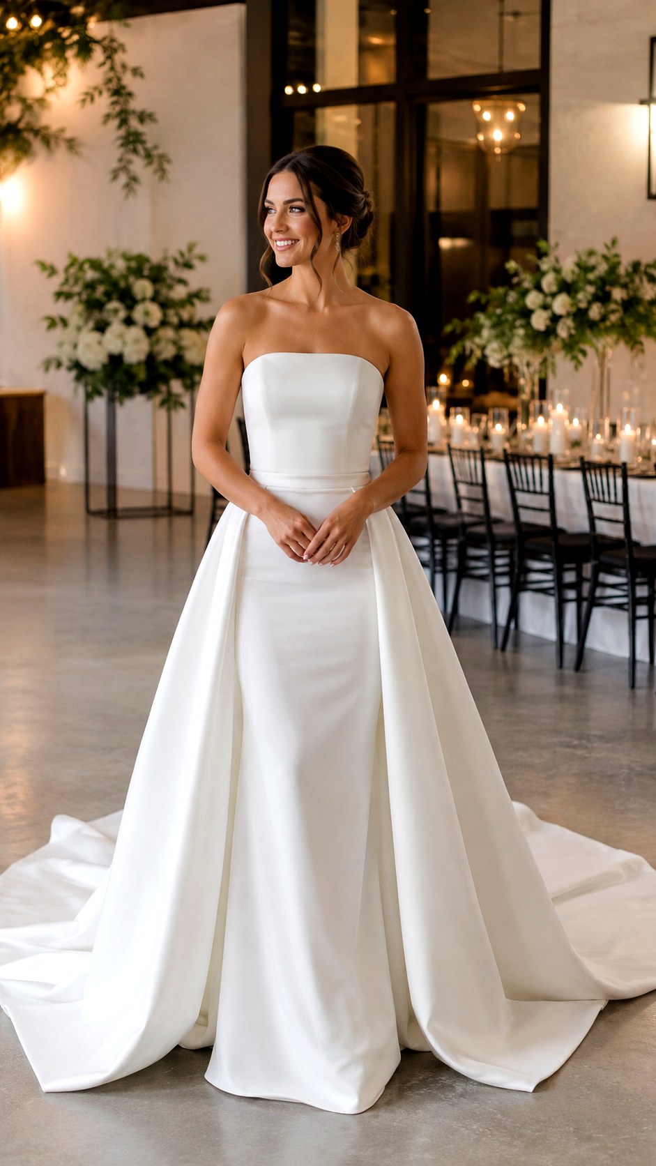 Detachable Train Crepe Gown - 22 Dream Wedding Simple Dresses Ideas