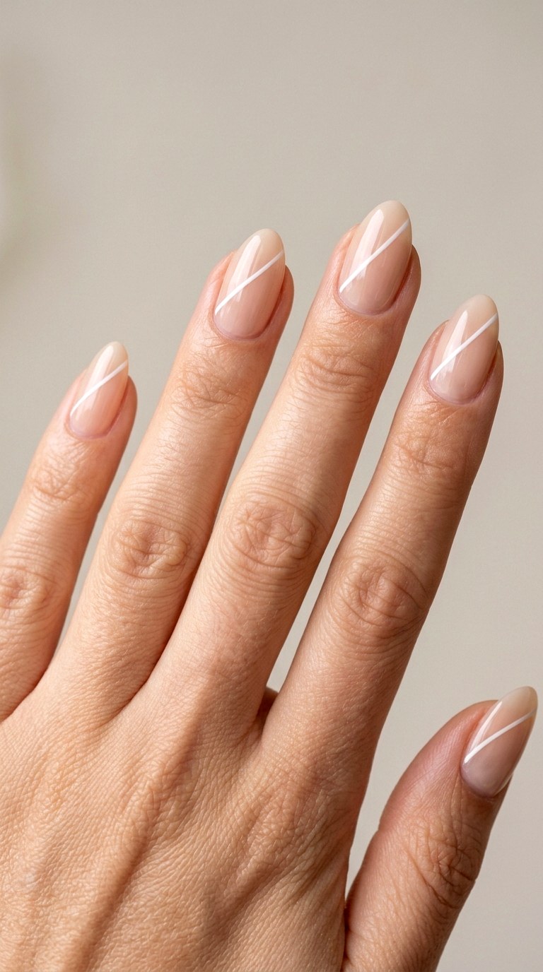 Diagonal Thin French Tip - 23 thin french tip nail art designs
