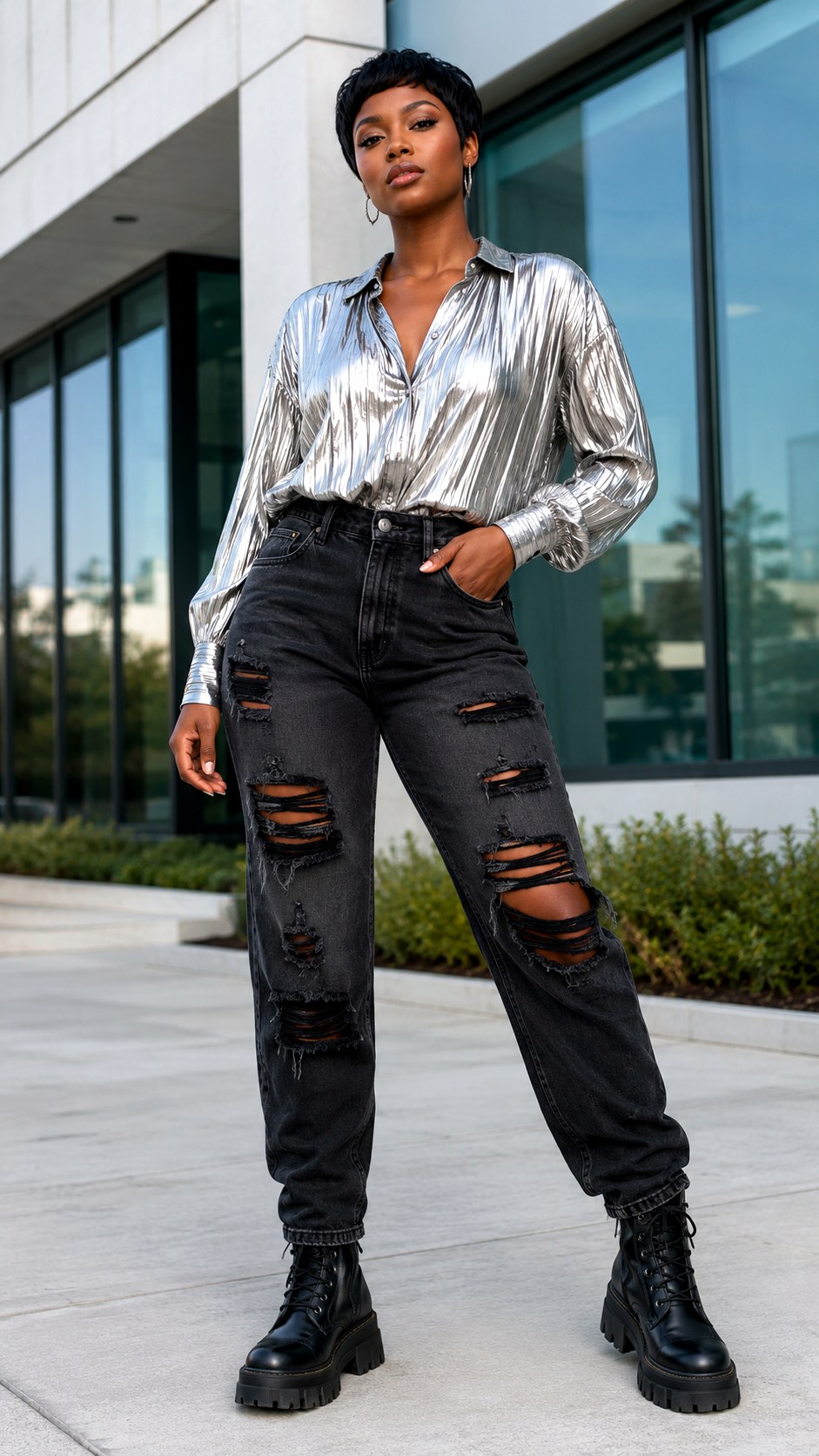Distressed Black Denim Senior Jeans - 24 senior homecoming jean outfit ideas