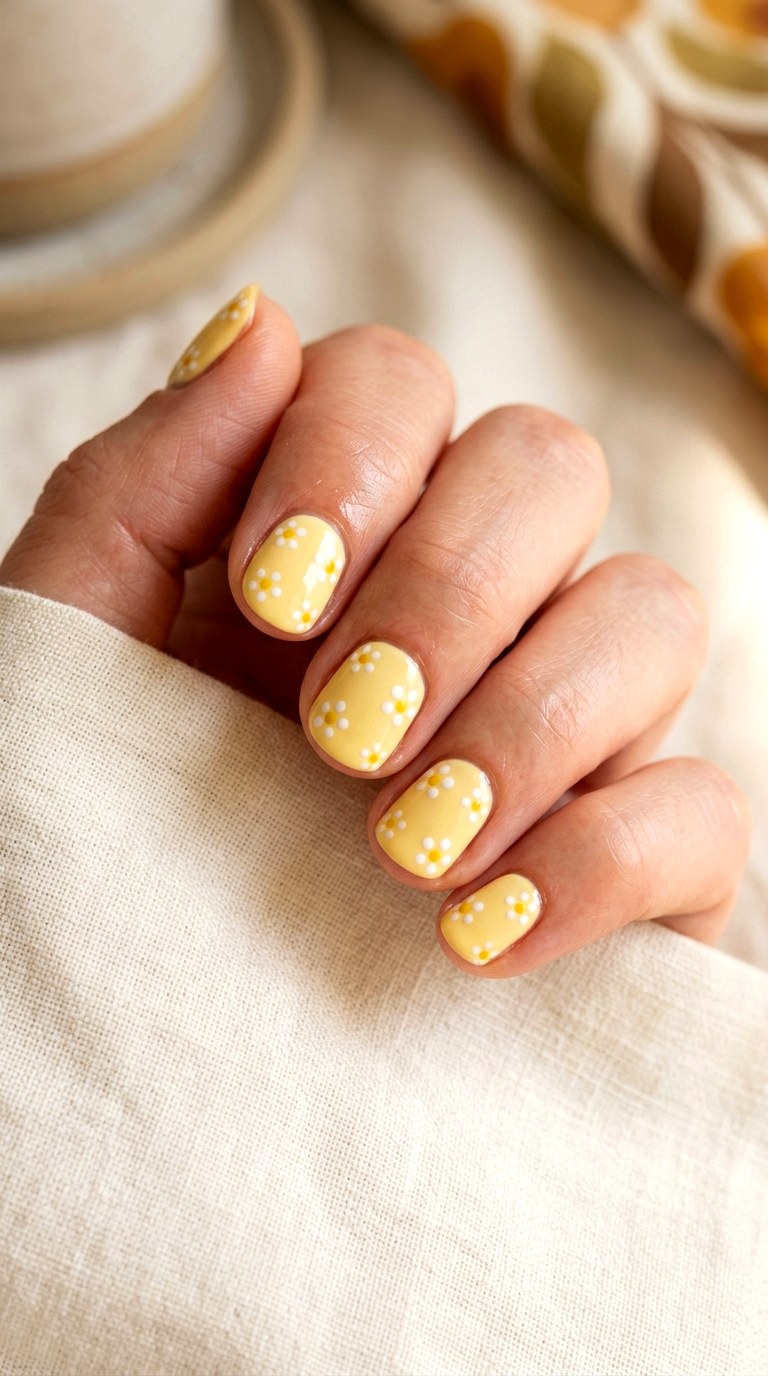 Dotted Daisy Spring Nails - 24 Easy Nail Design Ideas