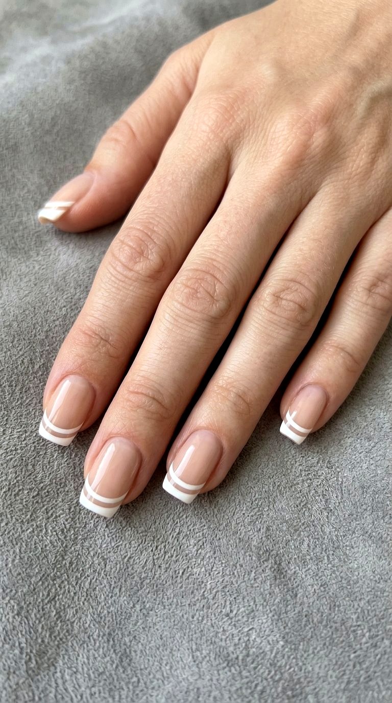 Double Line French Tip Design - 20 White French Tip Nail Design Ideas