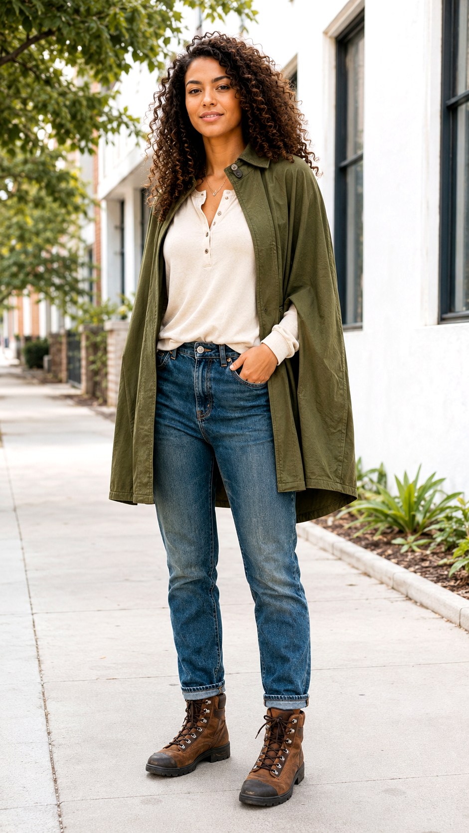 Earthy Olive Green Cape Outfit Ideas - 24 pleated trouser outfit ideas