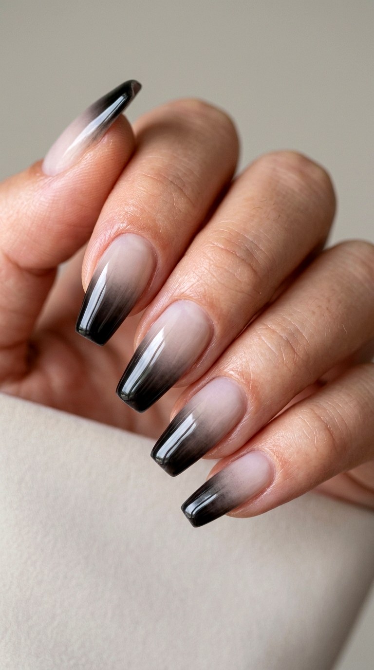 Edgy Black Ombre French Tip Manicure - 23 ombre french tip nail art designs