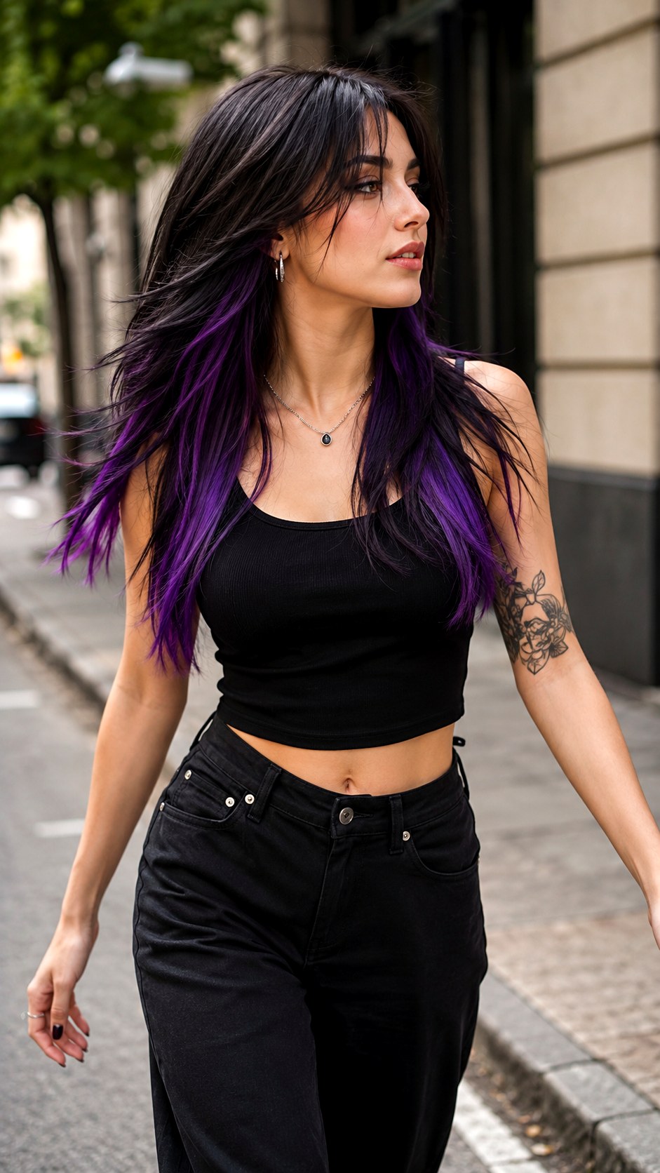 Edgy Layered Cut with Underlights - 24 layered haircut long hair ideas