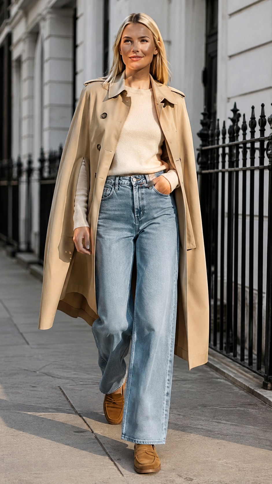 Elegant Beige Trench Cape Outfit Ideas - 24 pleated trouser outfit ideas
