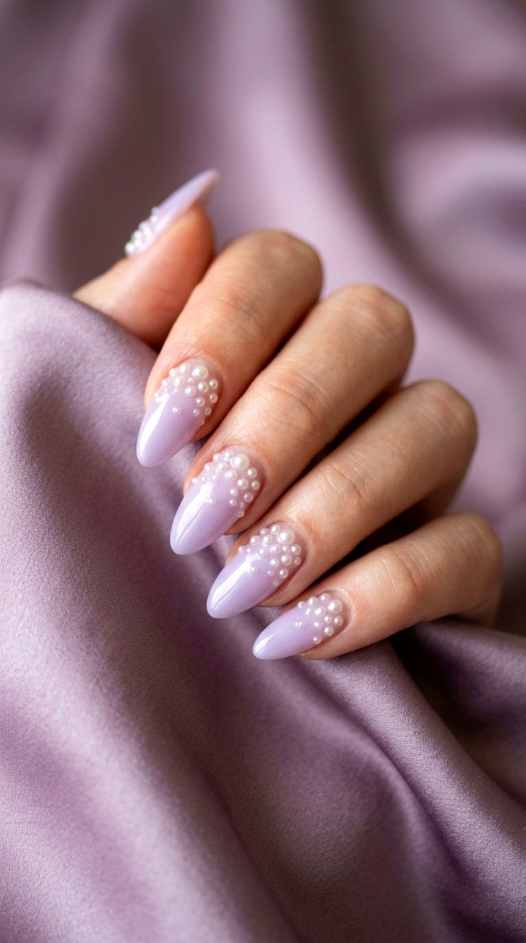 Embedded Pearl Accent Designs - 20 Summer Acrylic Nail Art Ideas