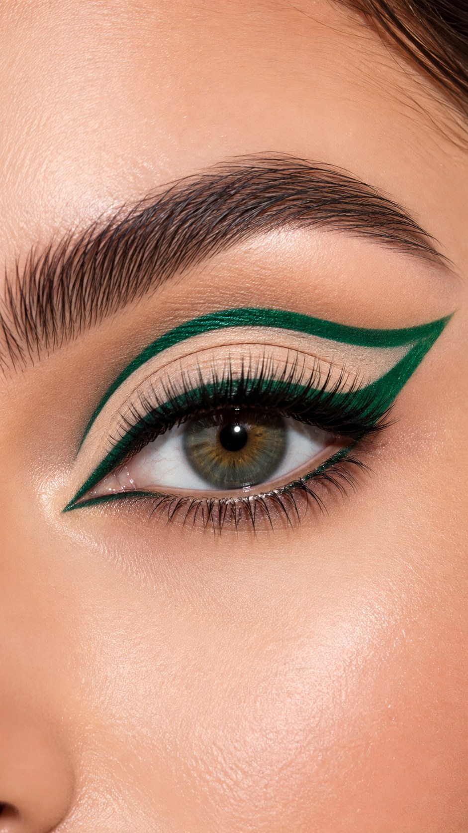 Emerald Green Graphic Cut Crease - 23 Summer Eyeliner Looks