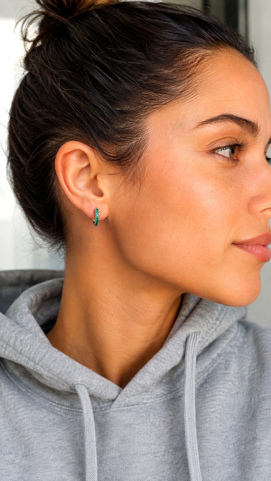 Emerald Green Huggie Hoop Earrings - 23 color jewelry ideas