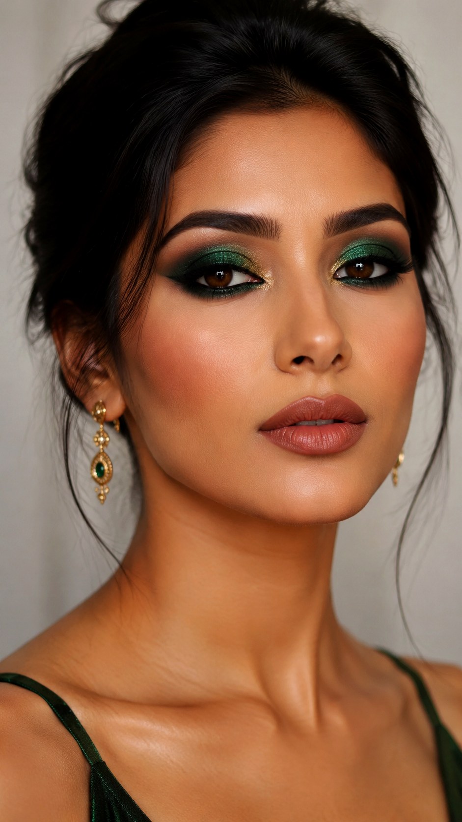 Emerald Green Smoky Eye Drama - 24 Olive Skin Makeup Looks