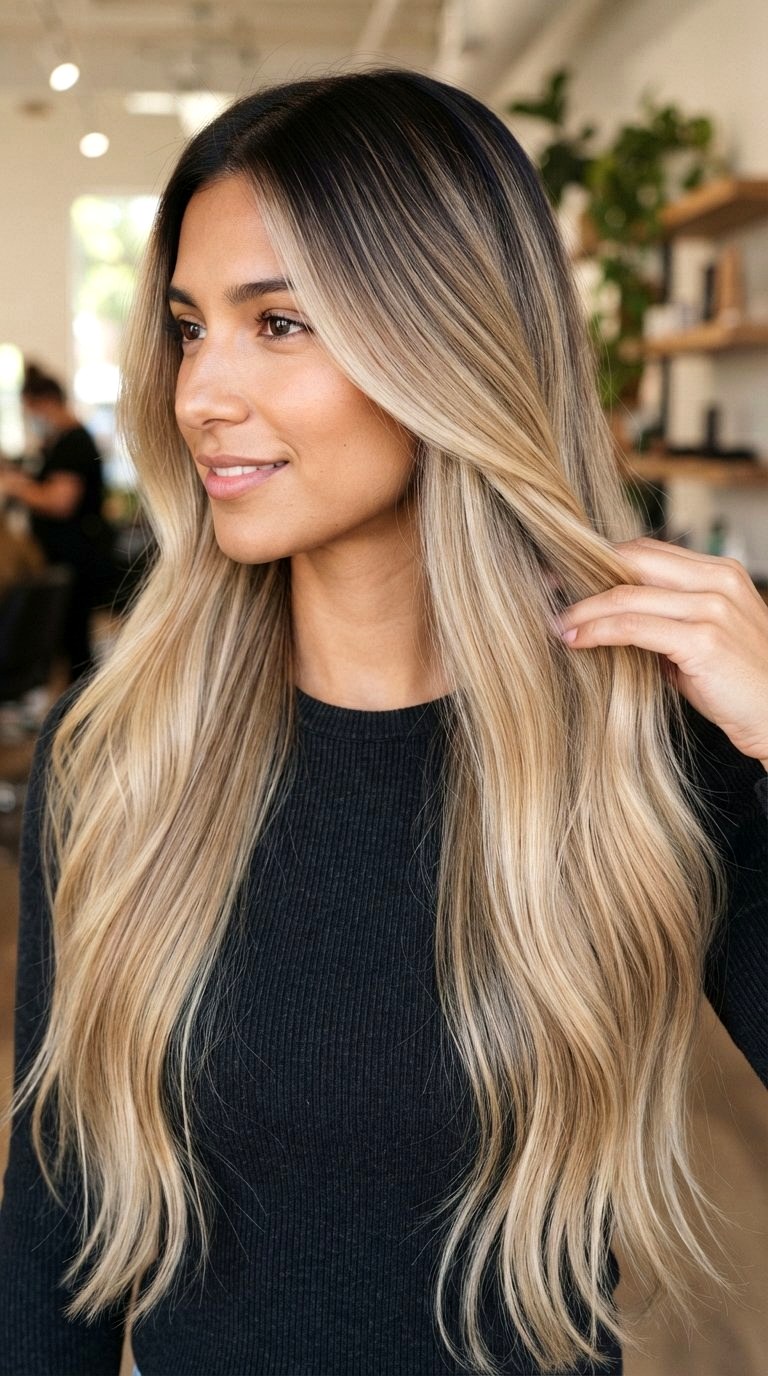 Espresso Root Smudge on Waist Length Hair - 21 long hair color ideas