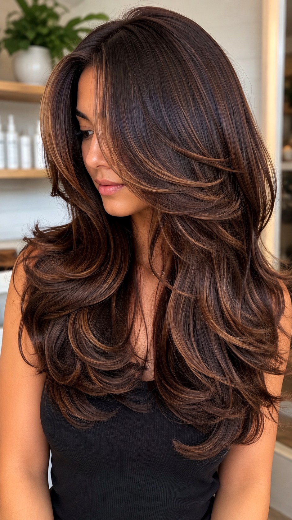 Expensive Brunette Butterfly Layered Style - 23 butterfly haircut long layers ideas