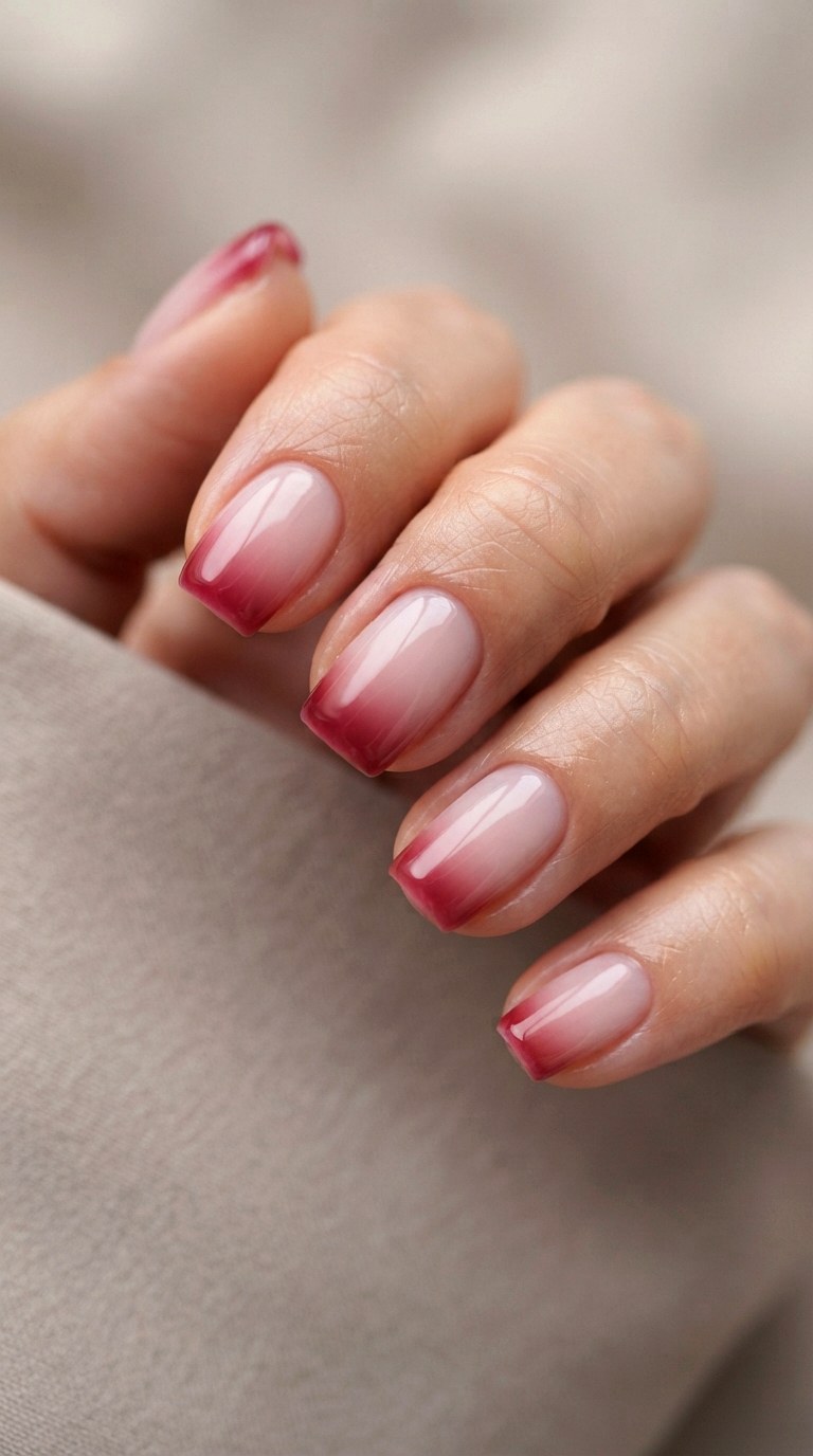 Faded Berry Tinted French Manicure - 22 natural french tip nail art ideas