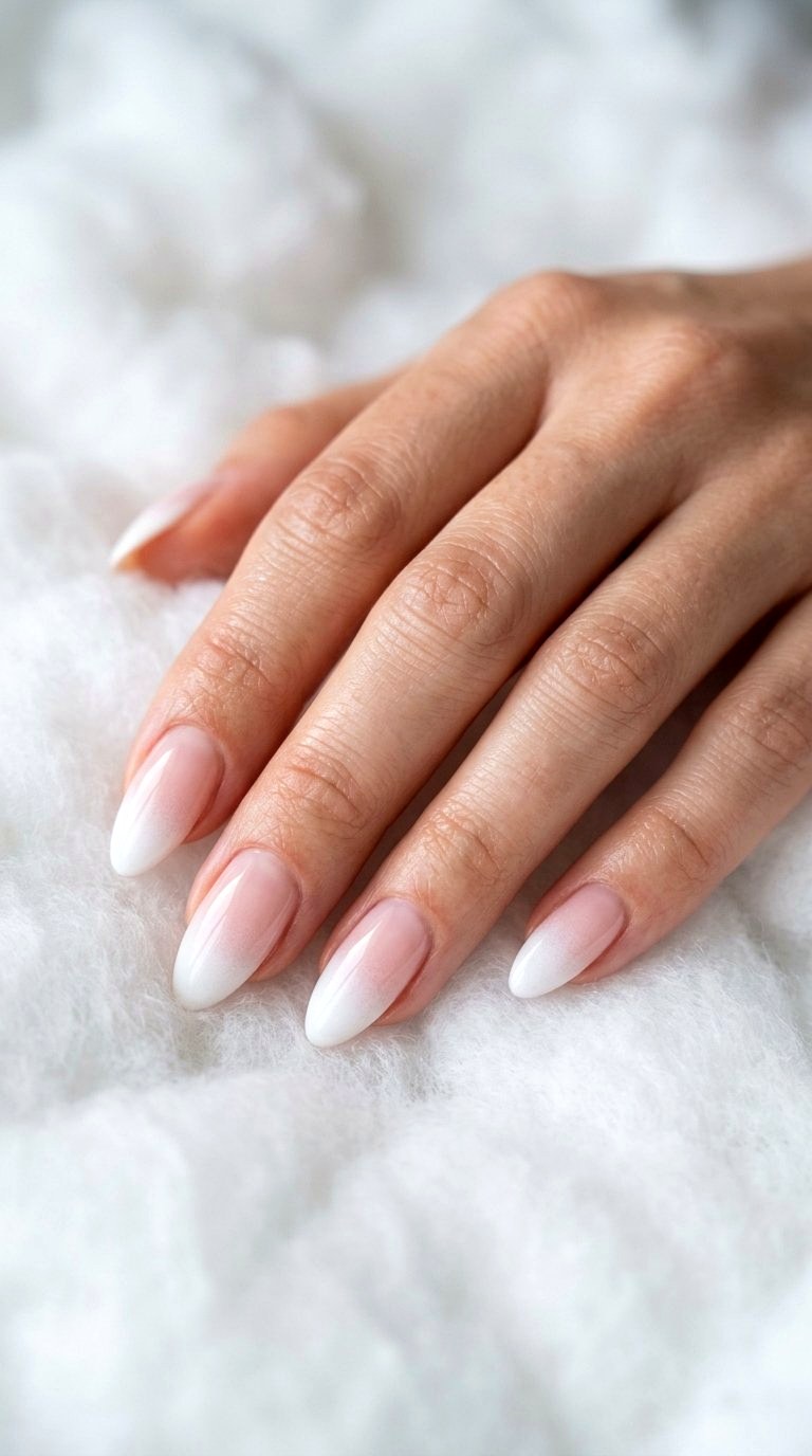 Faded White French Edge Design - 20 White French Tip Nail Design Ideas