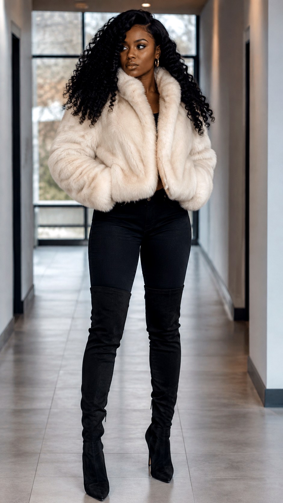 Faux Fur High Collar Jacket Style - 21 high collar jacket outfit ideas