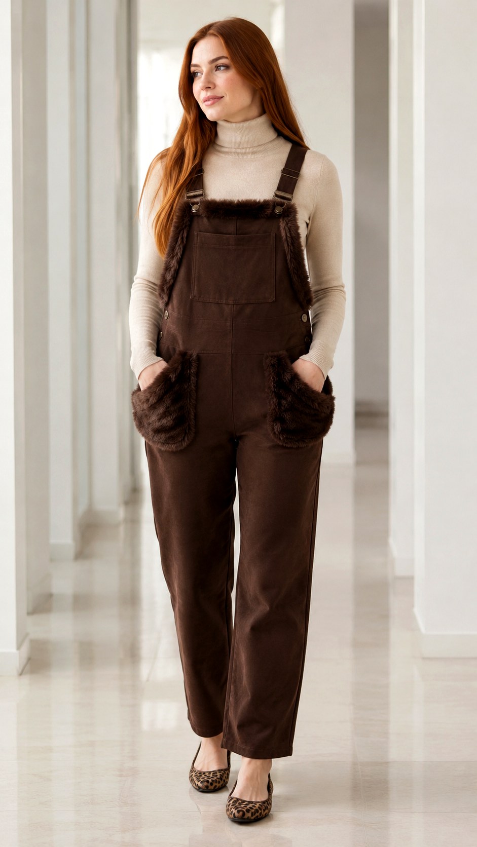 Faux Fur Trimmed Homecoming Overall Outfit - 24 homecoming overall outfit ideas