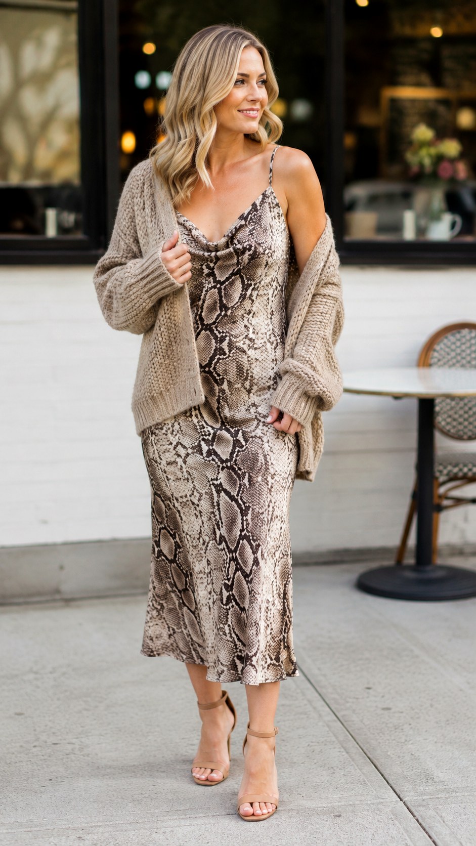 Fierce Snake Print Slip Dress - 21 animal inspired outfit ideas
