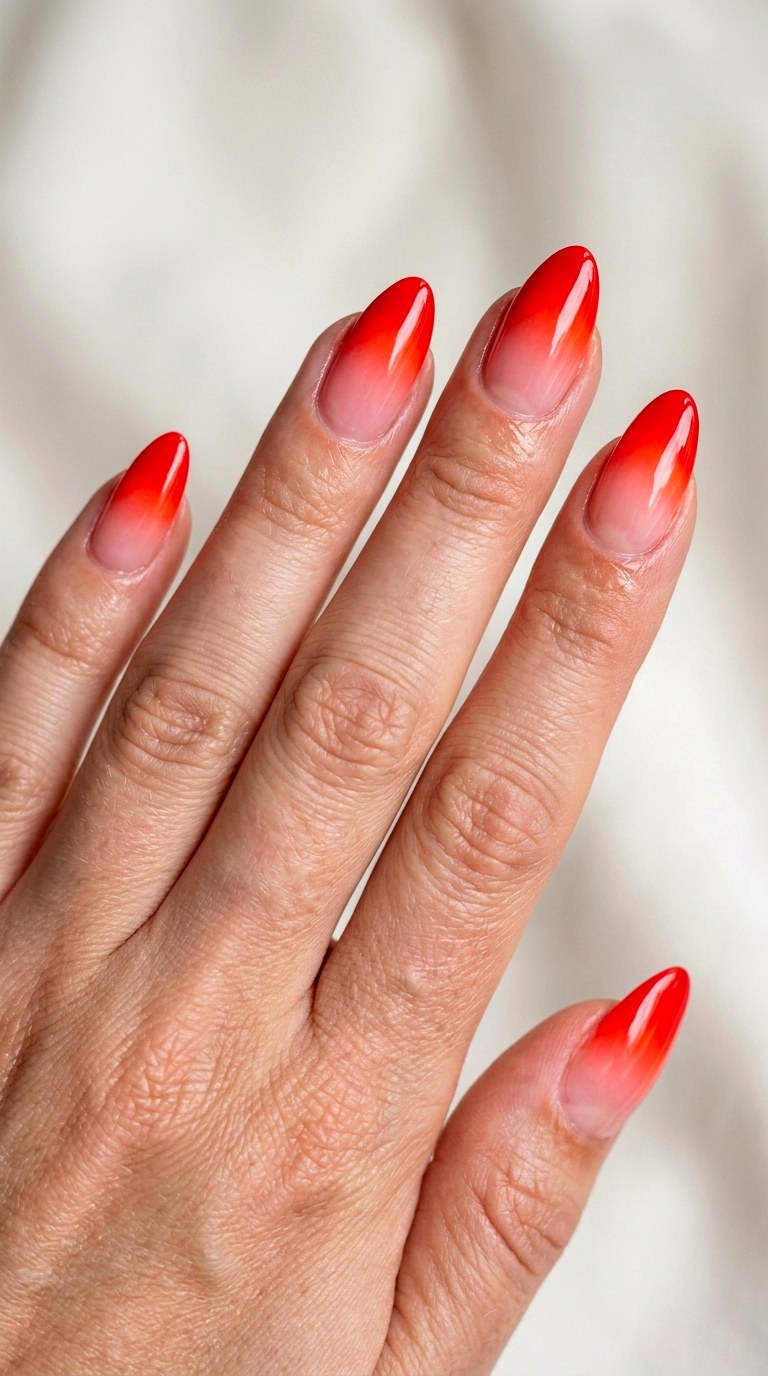 Fiery Red Ombre French Tip Style - 23 ombre french tip nail art designs