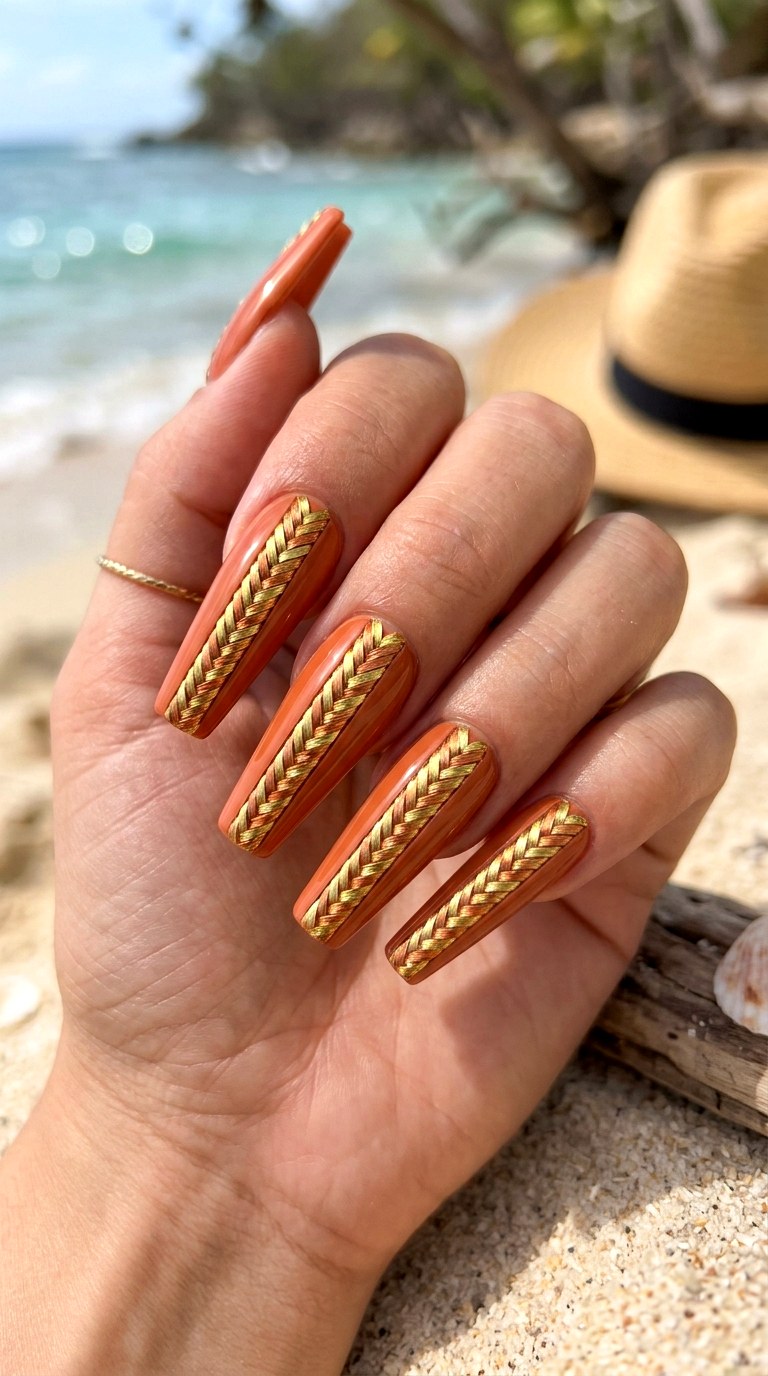 Fishtail Braided Metallic Summer Accents - 24 Summer Nail Design Inspo