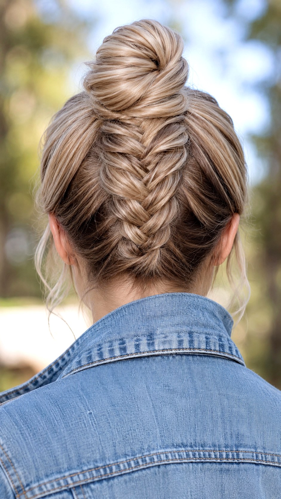 Fishtail Wrapped Low Top Knot - 21 elegant bun hairstyles classy ideas