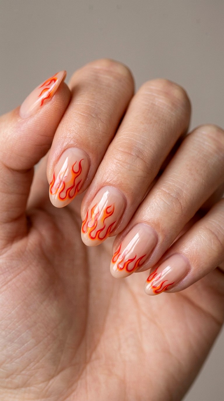 Flame Outline French Tip - 23 thin french tip nail art designs