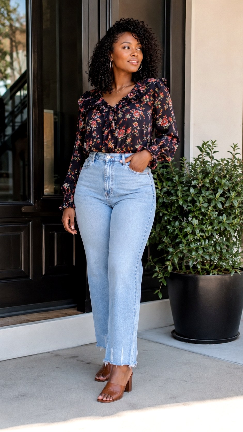 Floral Blouse Hoco Jean Outfit - 25 hoco jean outfit ideas