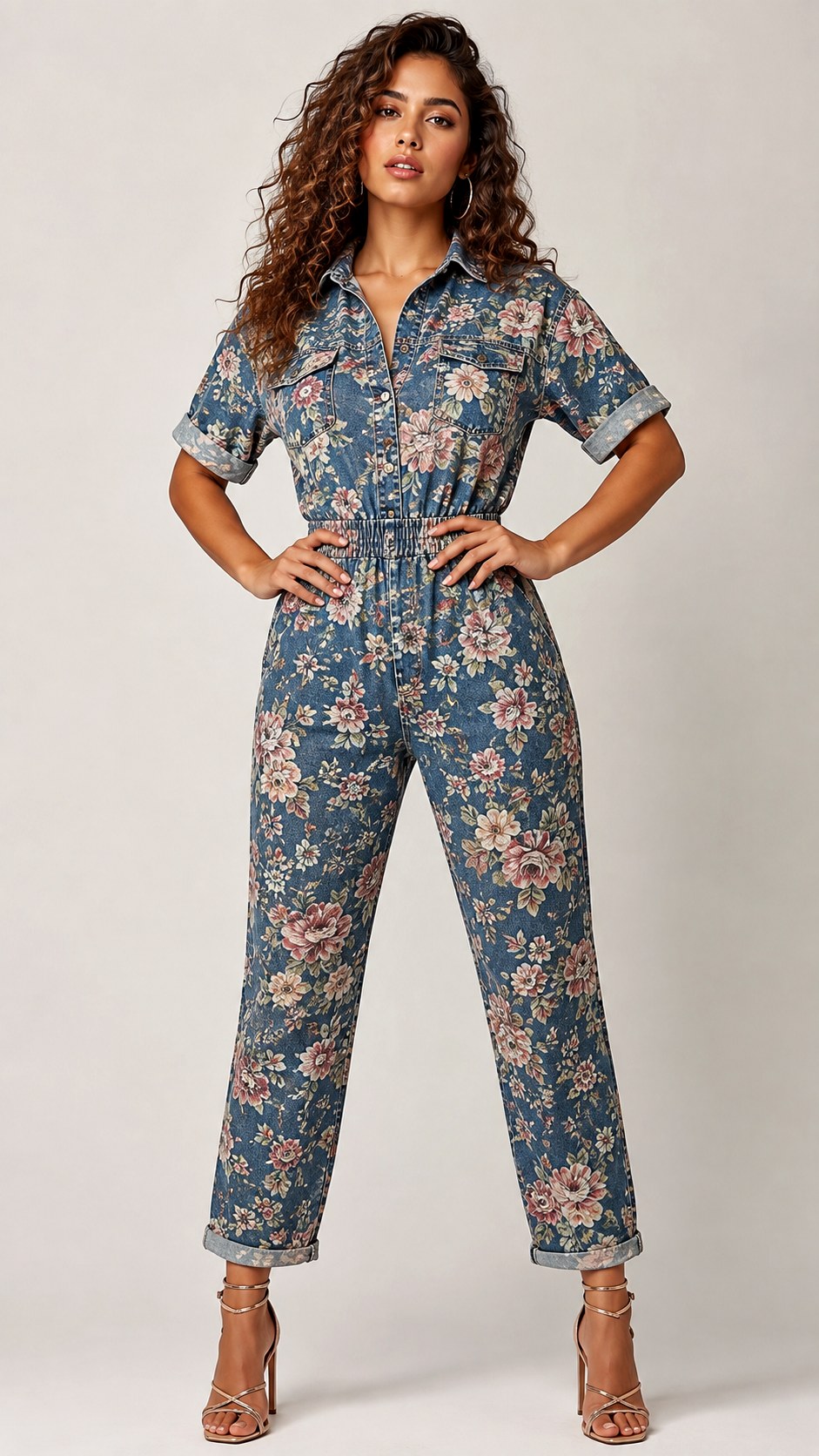 Floral Denim Jumpsuit Trend - 22 floral jeans outfit ideas