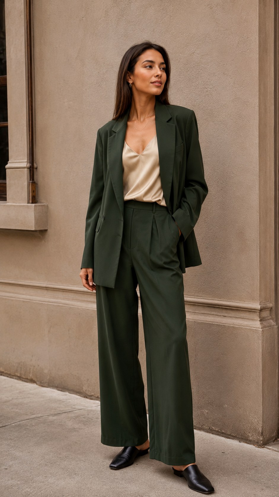 Forest Green Suit with Silk - 25 baggy suit outfit ideas