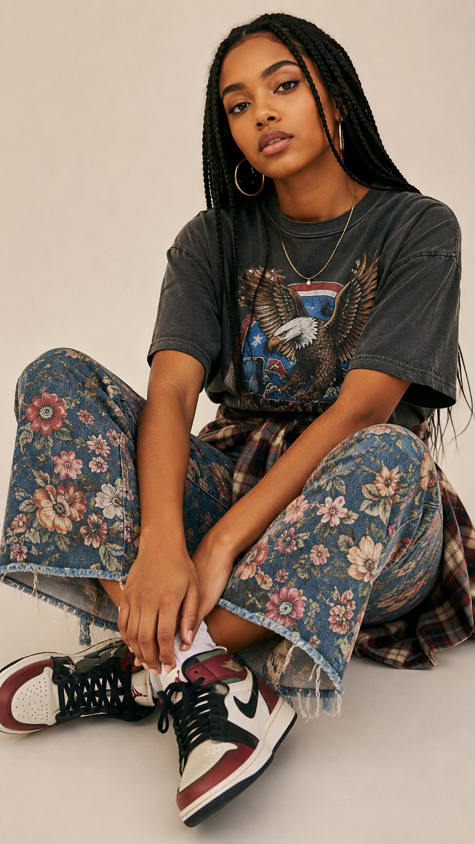 Frayed Hem Floral Jeans - 22 floral jeans outfit ideas