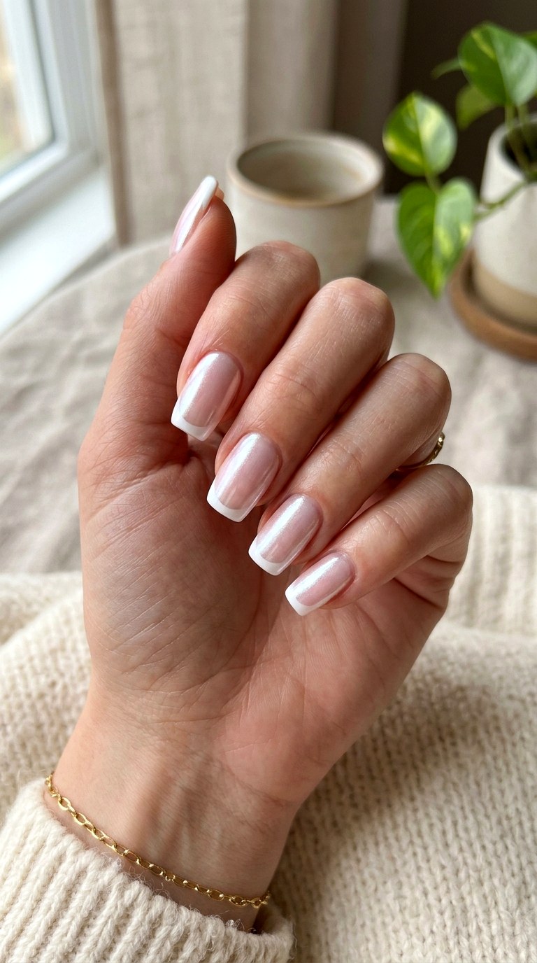 French Tip Glazed Donut Style - 22 Glazed Donut Chrome Nail Ideas
