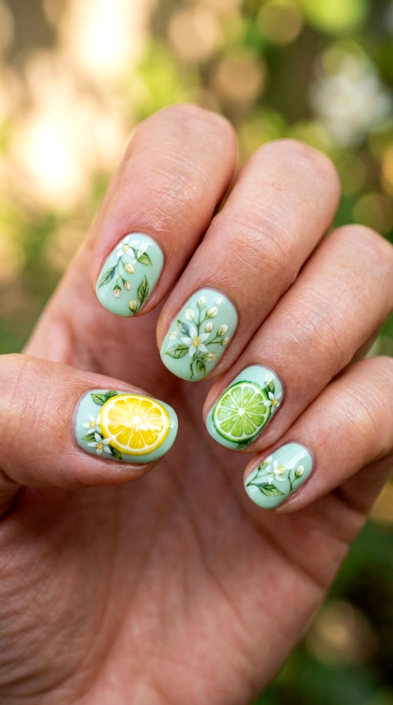 Fresh Citrus Fruit Slices Nails - 24 teen nail art ideas