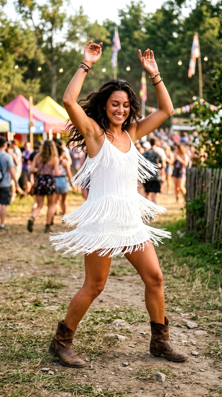 Fringe Detail Short White Sundress - 21 white sundress short ideas