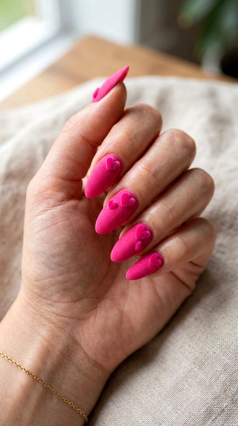 Fuzzy Velvet Accent Nails - 21 Summer Nail Design Ideas