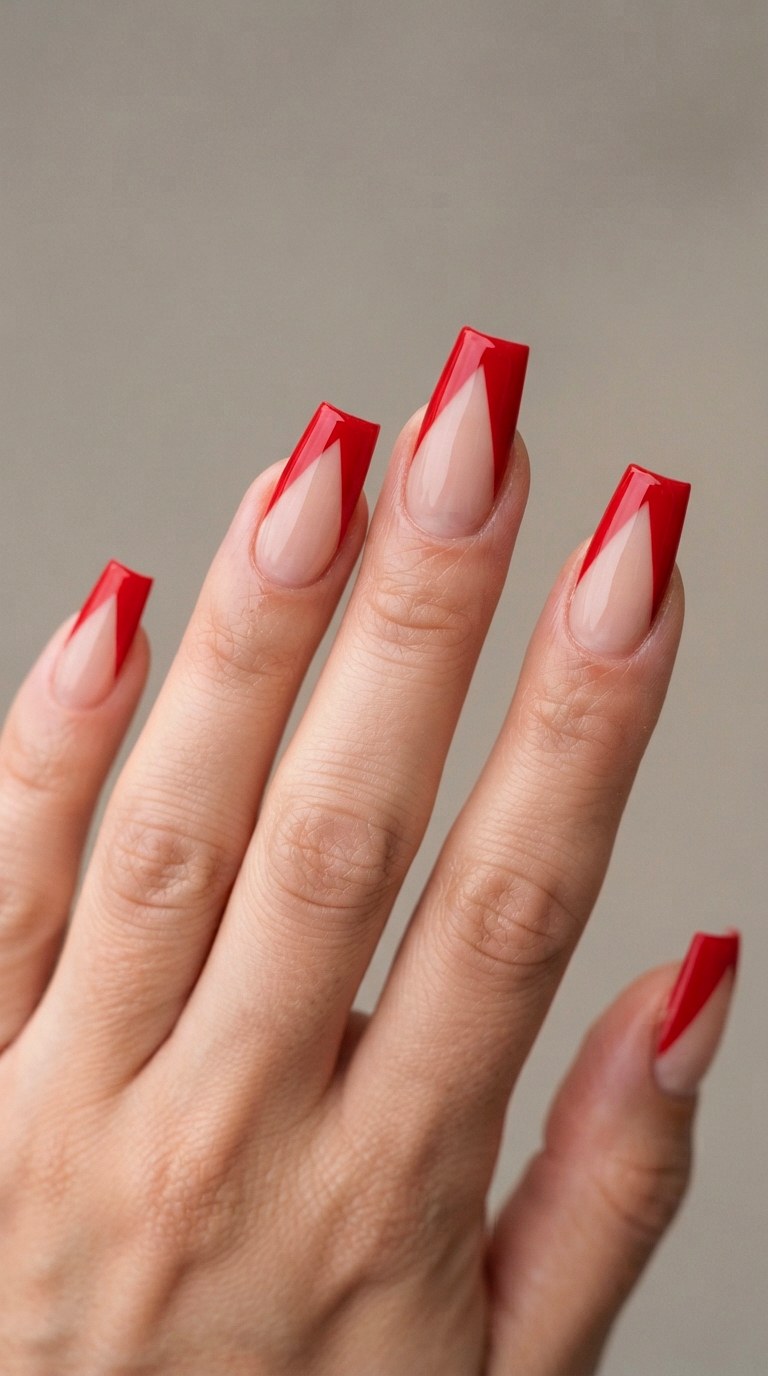 Geometric Triangle French Tip Art - 24 thick french tip nail art designs